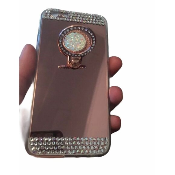 Luxury Crystal Rhinestone Bling Mirror Rose Gold IPhone 6/6s Case W/ Ring Holder - Picture 1 of 4